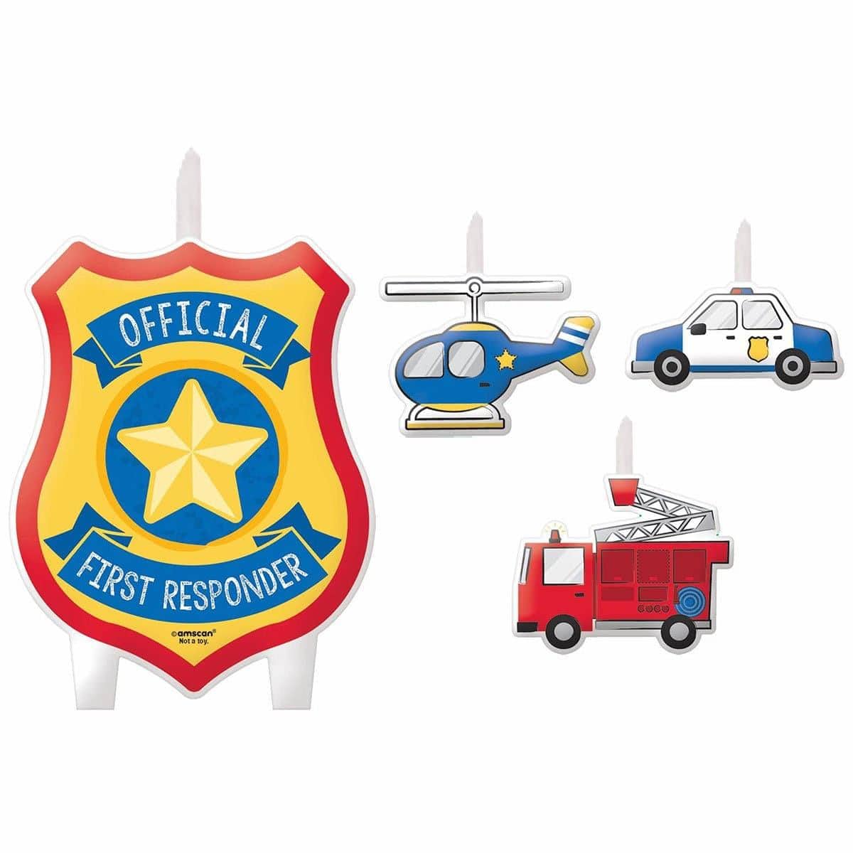 Buy Kids Birthday First Responders Candle Set, 4 Count sold at Party Expert