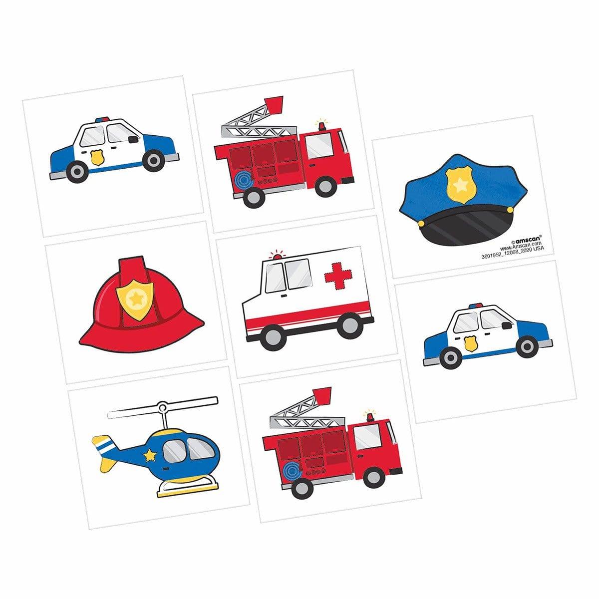 Buy Kids Birthday First Responders Tattoos, 8 Count sold at Party Expert