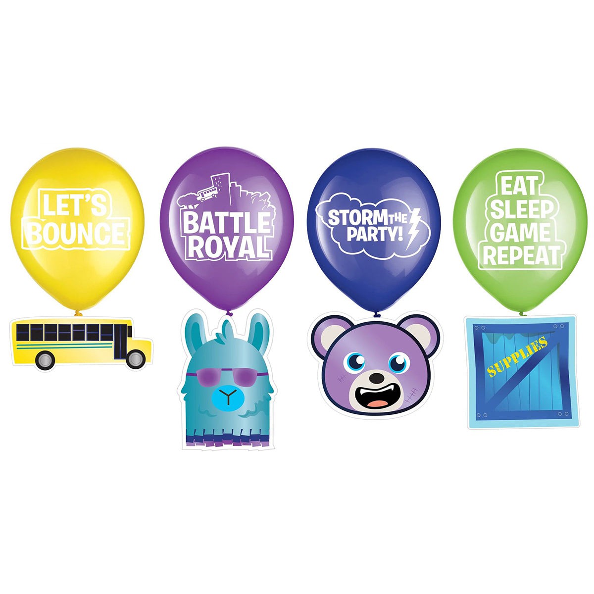 AMSCAN CA Kids Birthday Fornite Battle Royal Latex Balloon with Cutouts, 12 Inches, 6 Count 192937327319