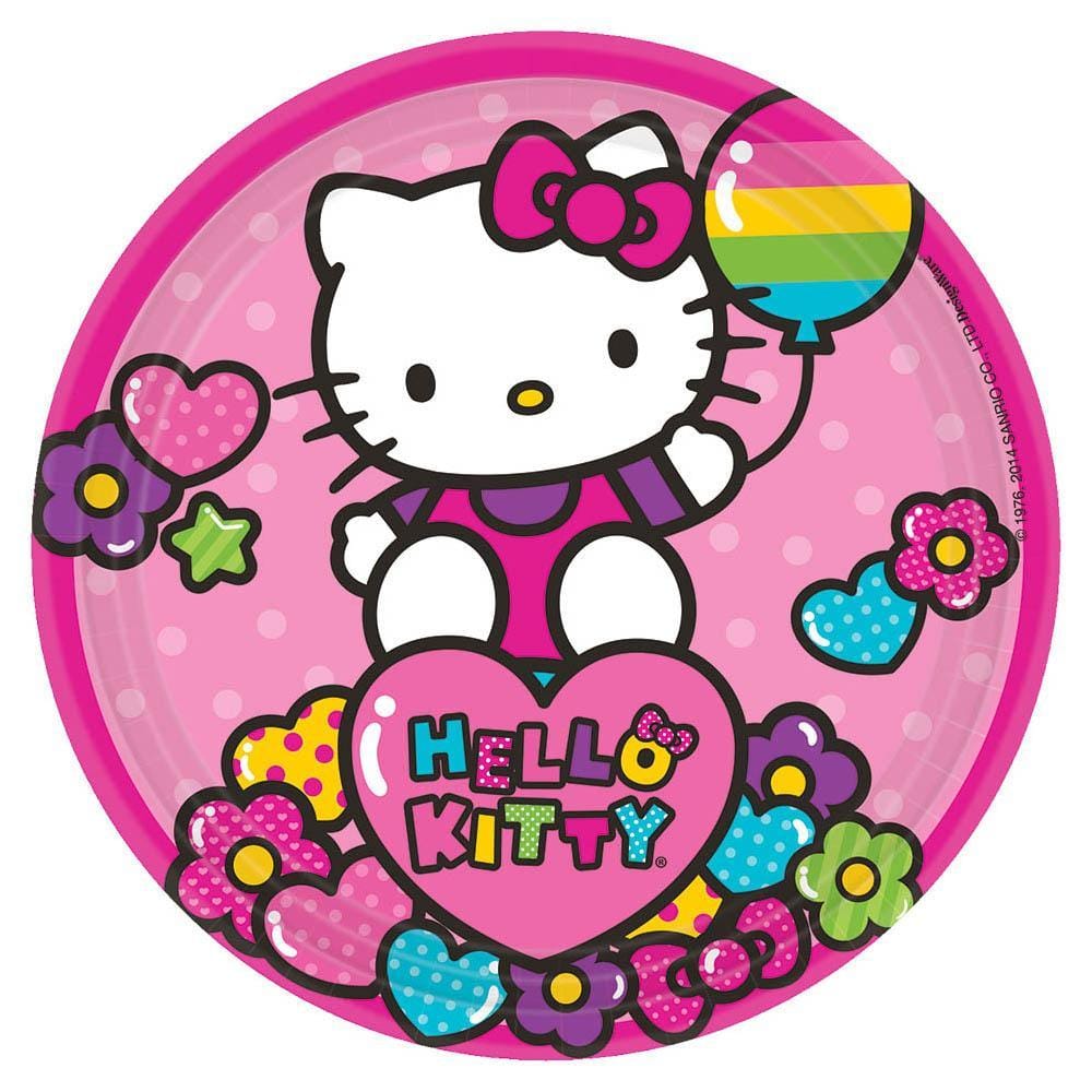 Buy Kids Birthday Hello Kitty Rainbow Dessert Plates 7 inches, 8 per package sold at Party Expert