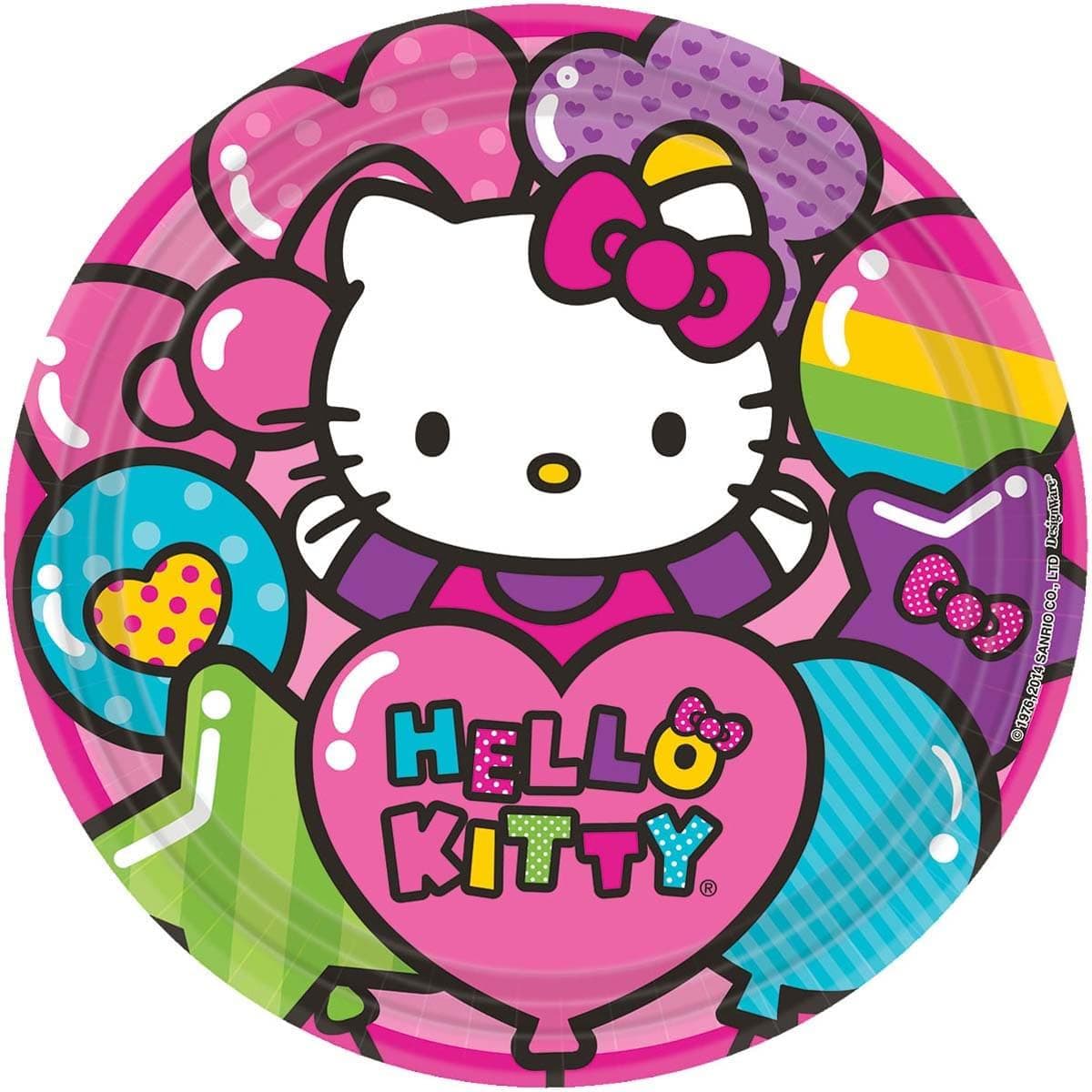 Buy Kids Birthday Hello Kitty Rainbow Dinner Plates 9 inches, 8 per package sold at Party Expert