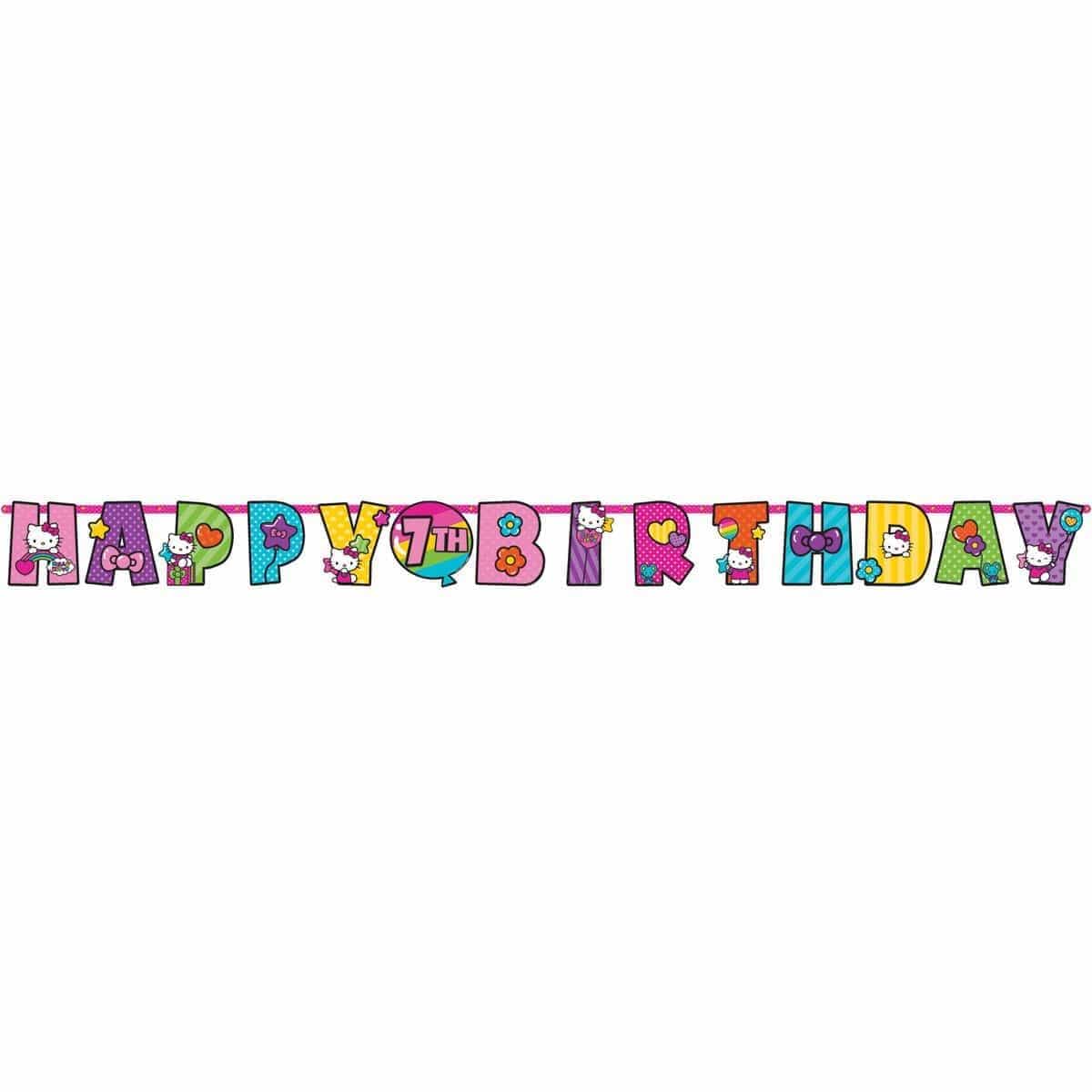 Buy Kids Birthday Hello Kitty Rainbow jumbo customizable banner sold at Party Expert
