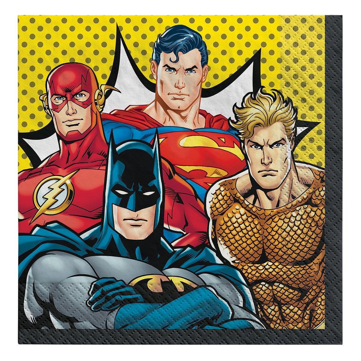 Buy Kids Birthday Justice League lunch napkins, 16 per package sold at Party Expert