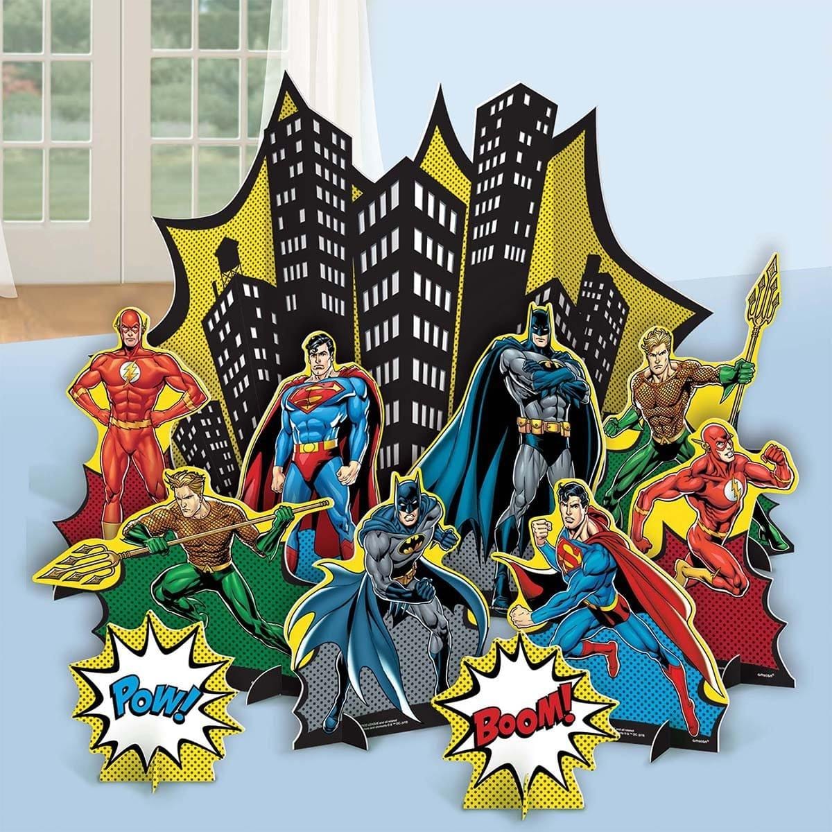 Buy Kids Birthday Justice League table decorating kit sold at Party Expert