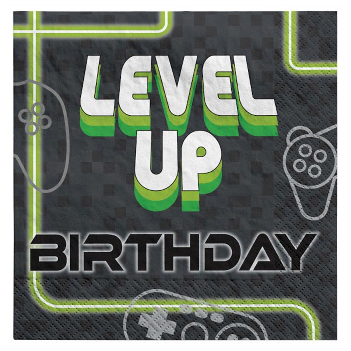 Buy Kids Birthday Level Up lunch napkins, 16 per package sold at Party Expert