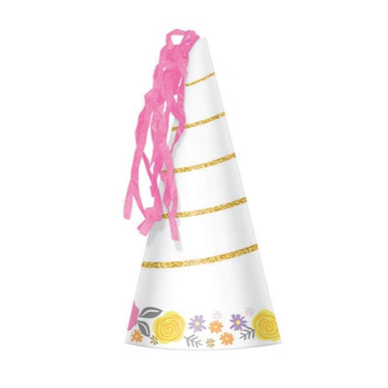 Buy Kids Birthday Magical Unicorn horn party hats, 8 per package sold at Party Expert