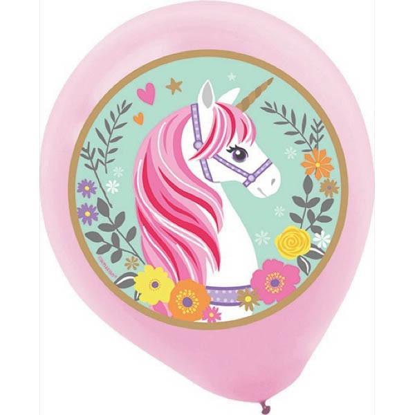 Buy Kids Birthday Magical Unicorn latex balloons 12 inches, 6 per package sold at Party Expert