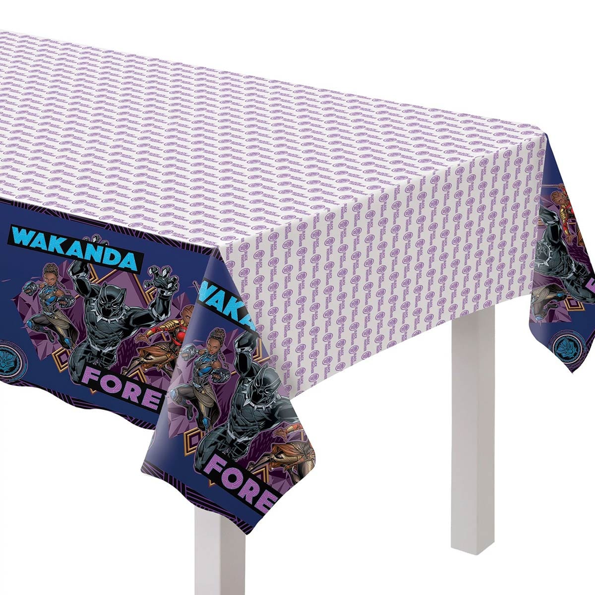 AMSCAN CA Kids Birthday Marvel Avengers Black Panther Wakanda Forever Birthday Rectangular Plastic Table Cover, 54 x 96 Inches