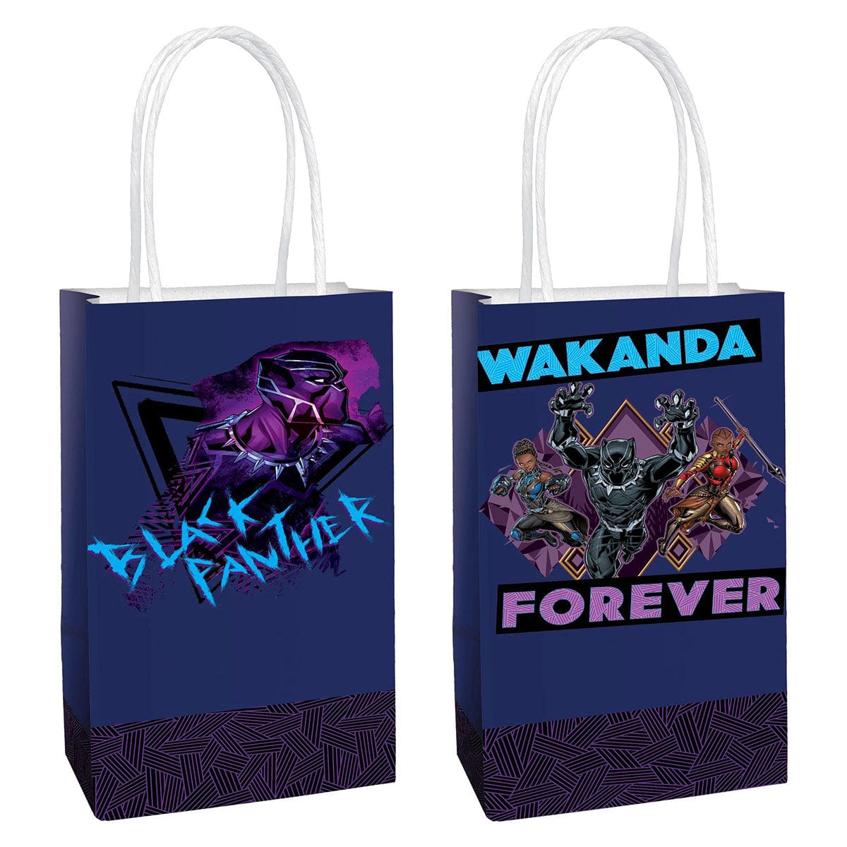 AMSCAN CA Kids Birthday Marvel Avengers Black Panther Wakanda Forever Make Your Own Printed Kraft Favour Paper Bags, 8 1/4 x 5 1/4 x 3 Inches, 8 Count