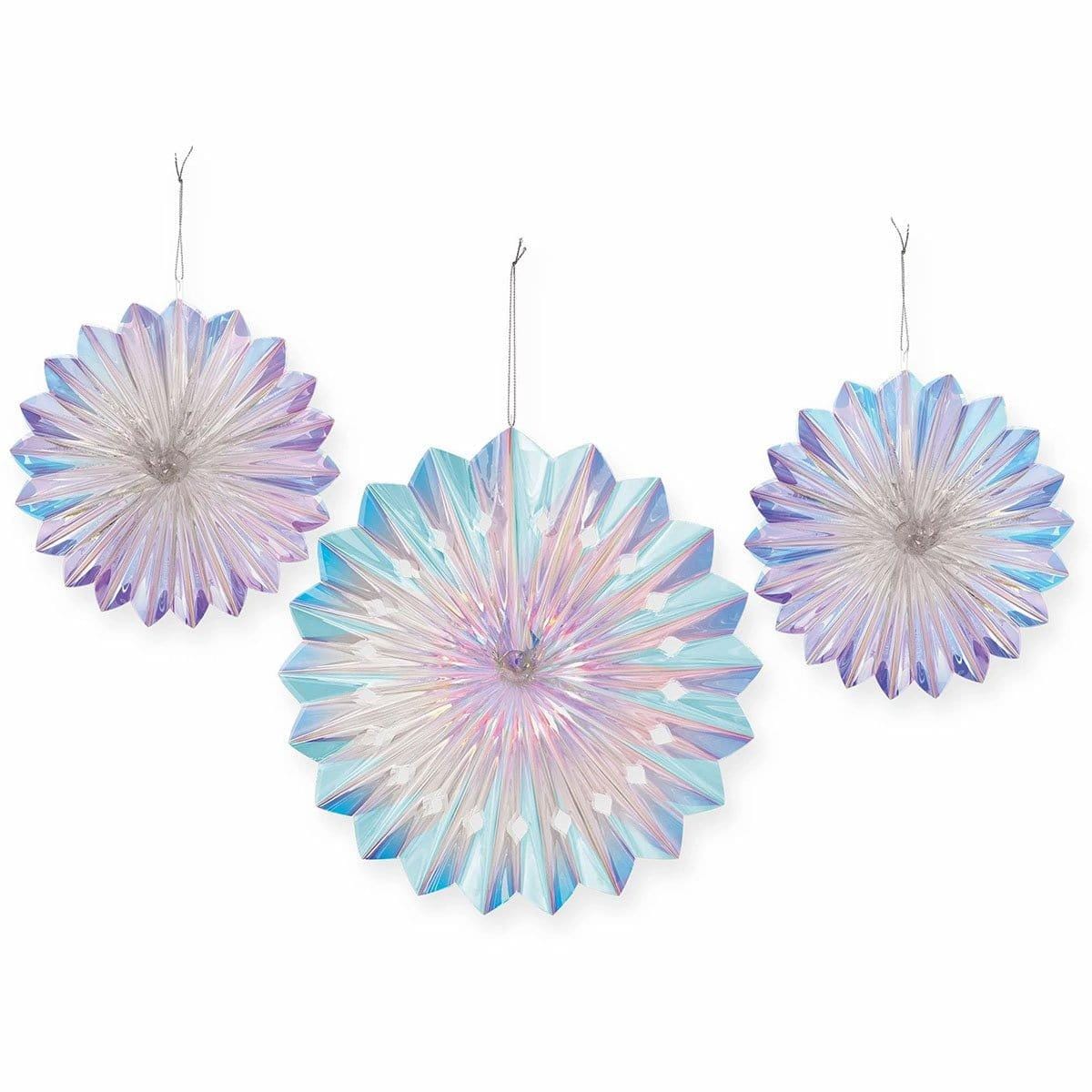 Buy Kids Birthday Mermaid Iridescent Fans, 3 Count sold at Party Expert
