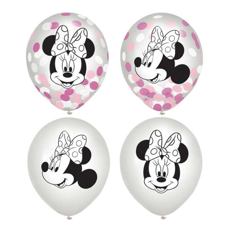 Buy Kids Birthday Minnie Mouse Forever latex confetti balloons, 6 per package sold at Party Expert