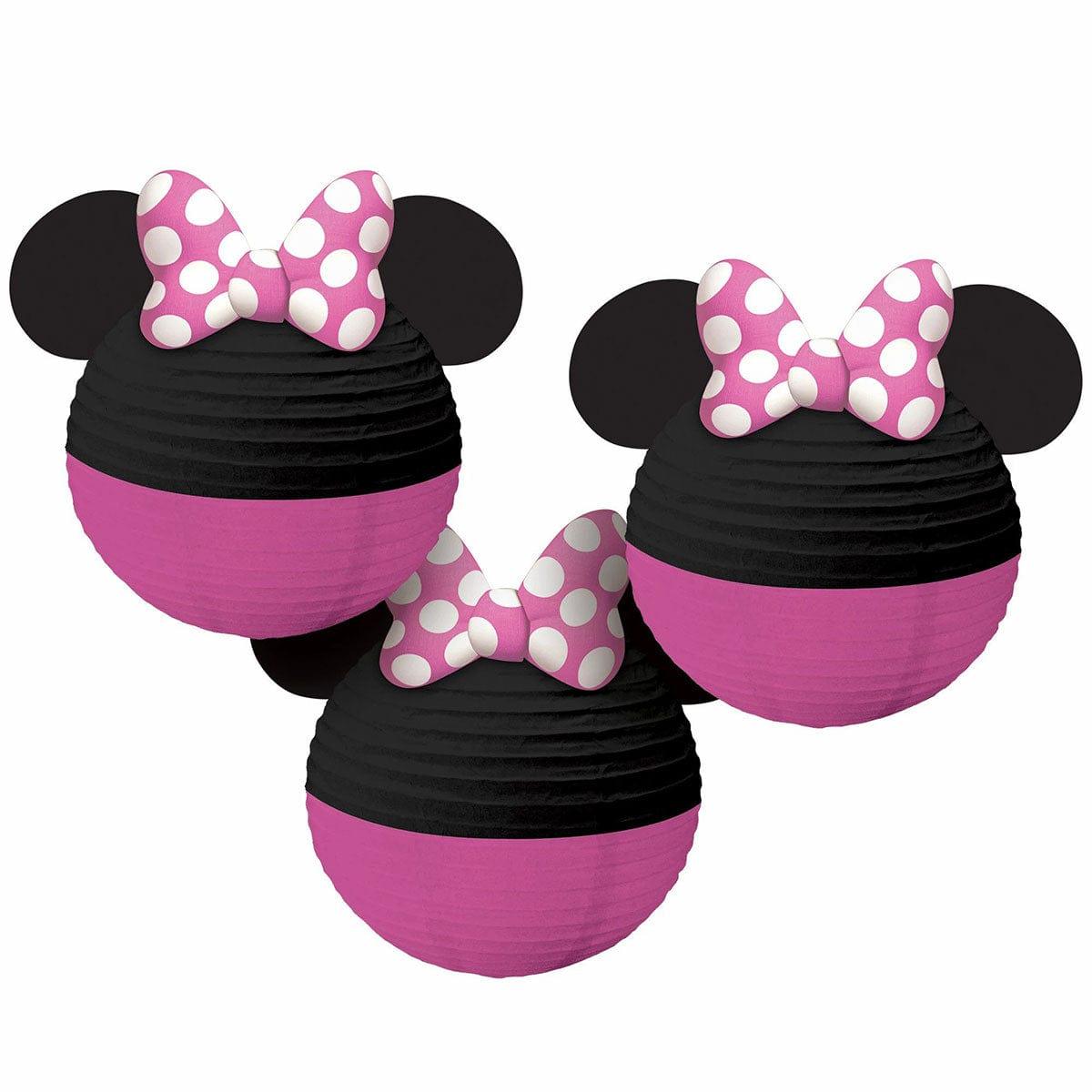 AMSCAN CA Kids Birthday Minnie Mouse Lanterns, Paper, 3 Count