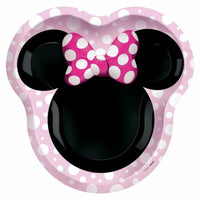 AMSCAN CA Kids Birthday Minnie Mouse Shaped Plates, 10 in, 8 Count