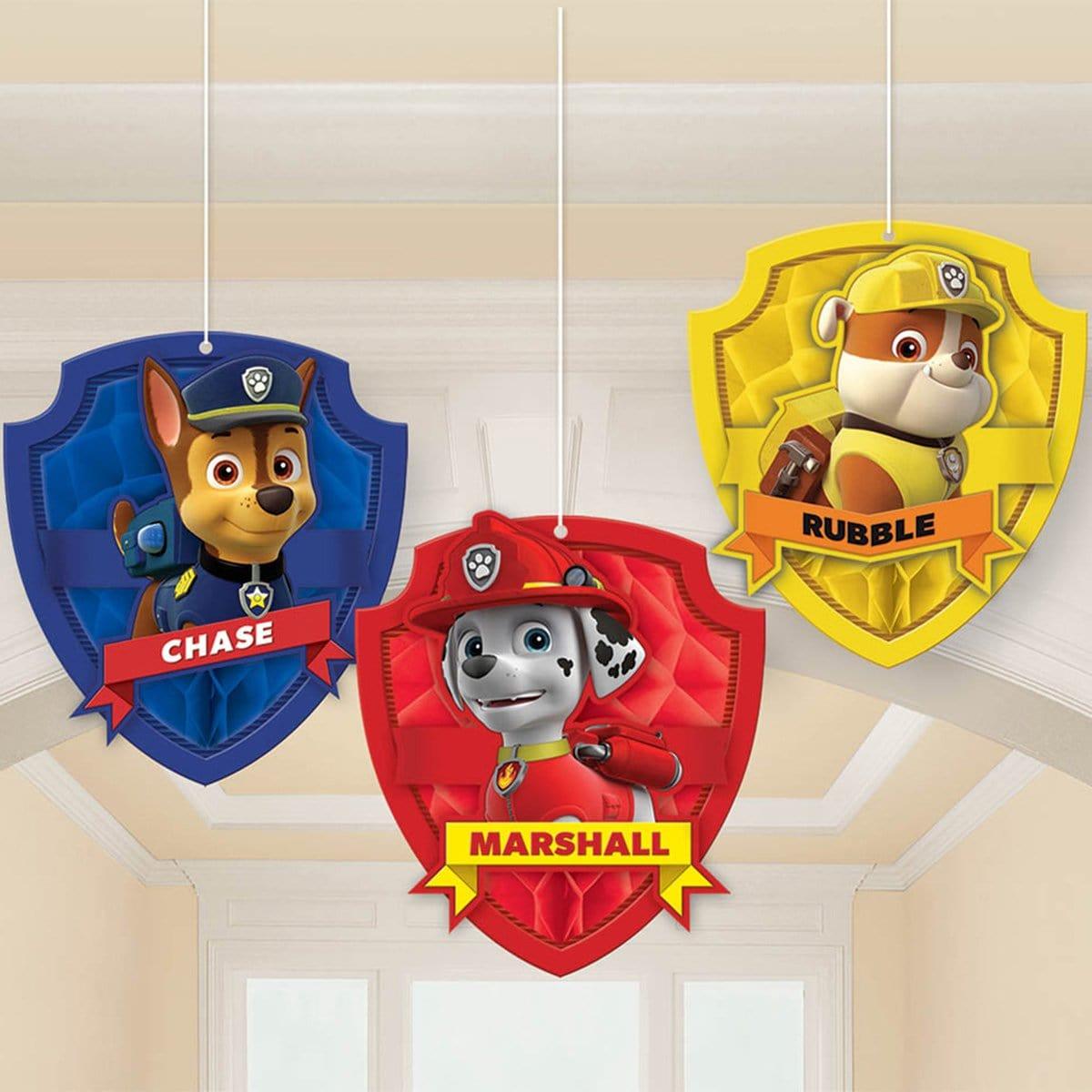 Buy Kids Birthday Paw Patrol honeycomb decorations, 3 per package sold at Party Expert