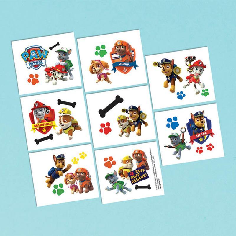 Buy Kids Birthday Paw Patrol temporary tattoos, 8 per package sold at Party Expert