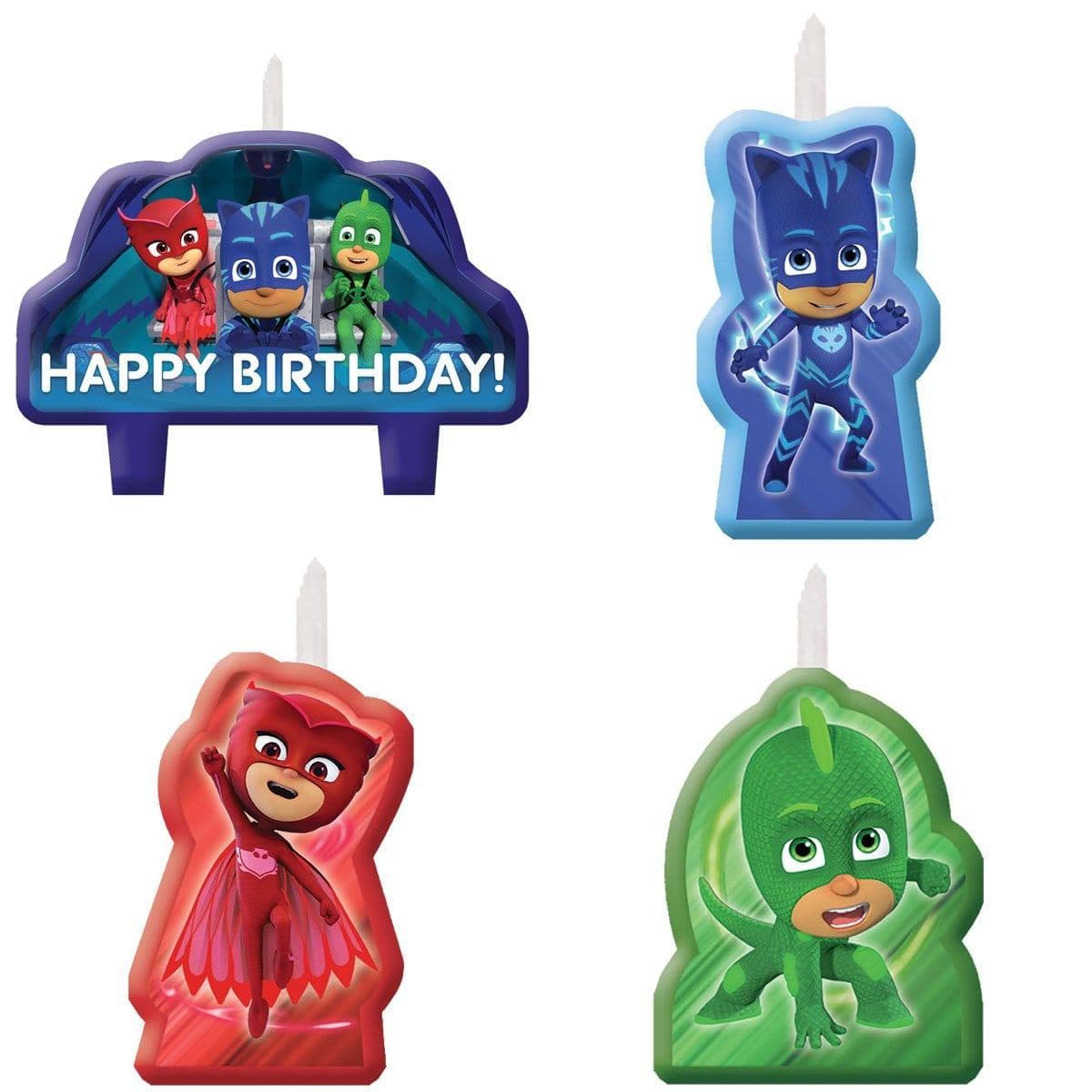Buy Kids Birthday PJ Masks birthday candles, 4 per package sold at Party Expert