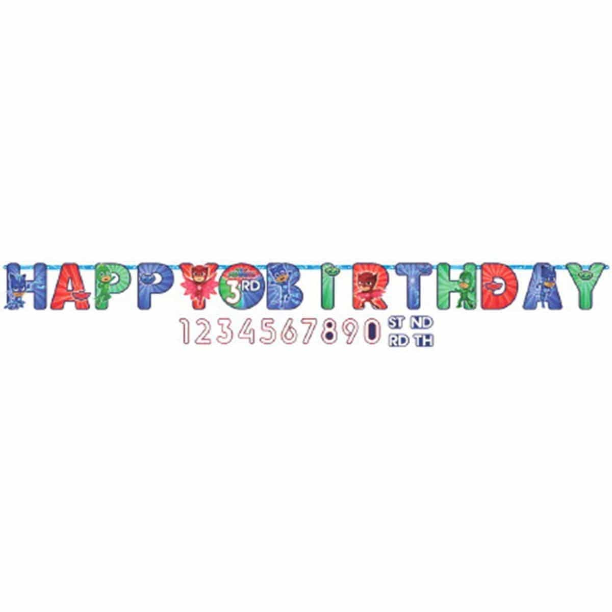 Buy Kids Birthday PJ Masks customizable banner sold at Party Expert