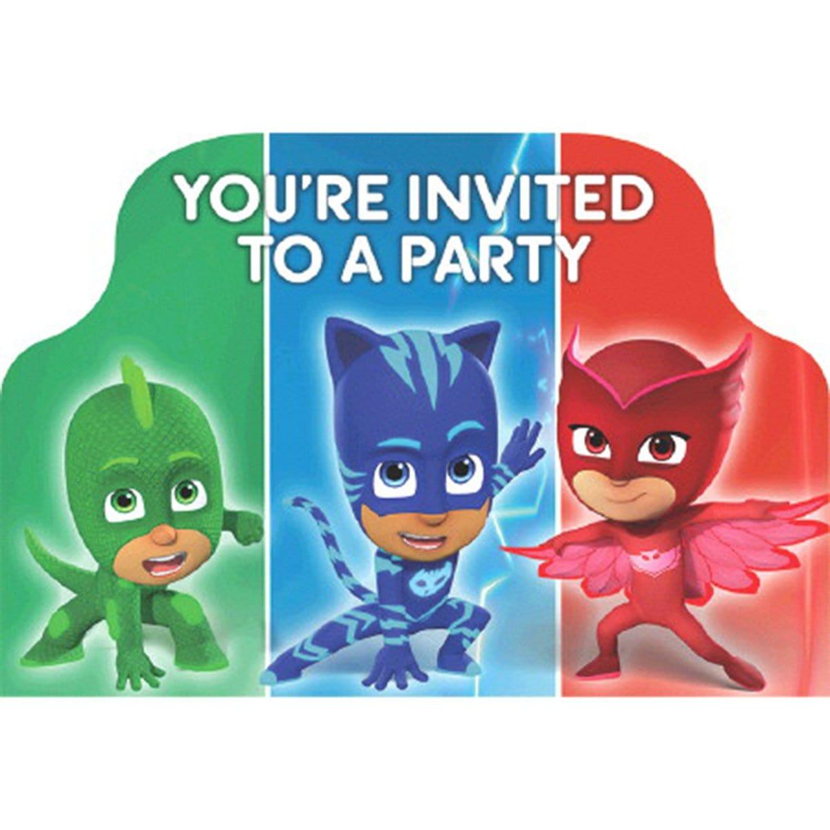 Buy Kids Birthday PJ Masks invitations, 8 per package sold at Party Expert