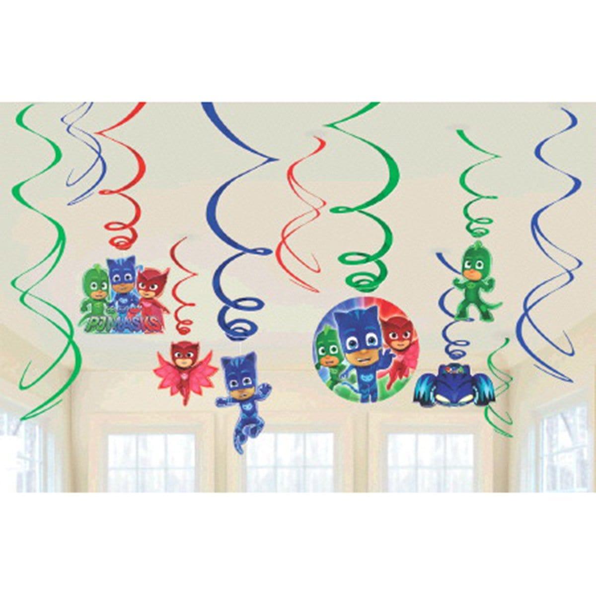 Buy Kids Birthday PJ Masks swirl decorations, 12 per package sold at Party Expert