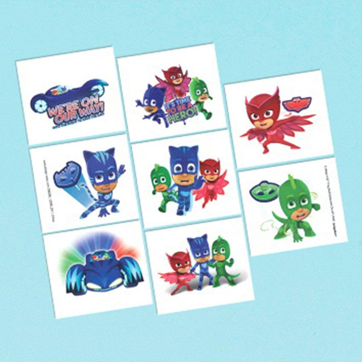 Buy Kids Birthday PJ Masks temporary tattoos, 8 per package sold at Party Expert