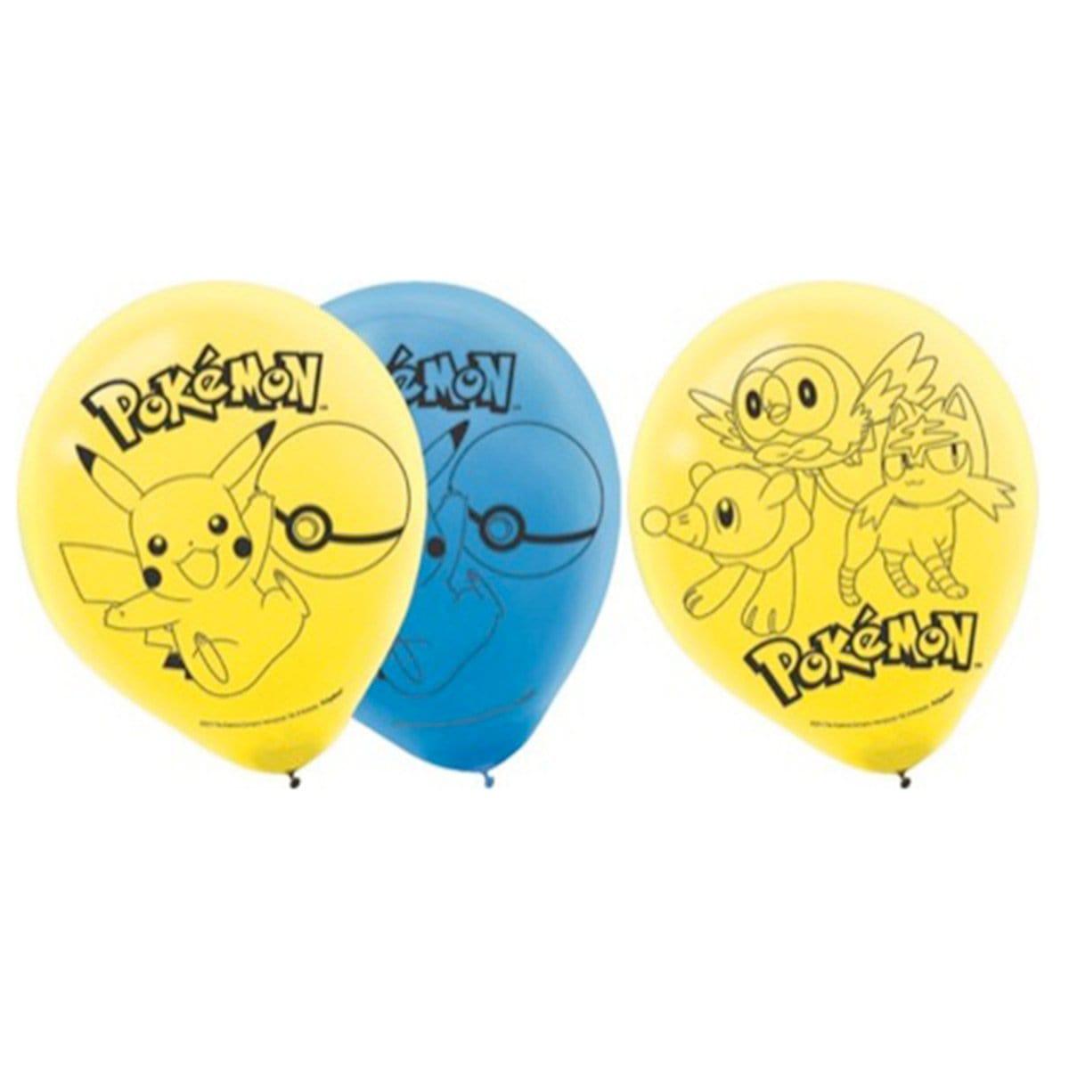 Buy Kids Birthday Pokémon latex balloons 12 inches, 6 per package sold at Party Expert