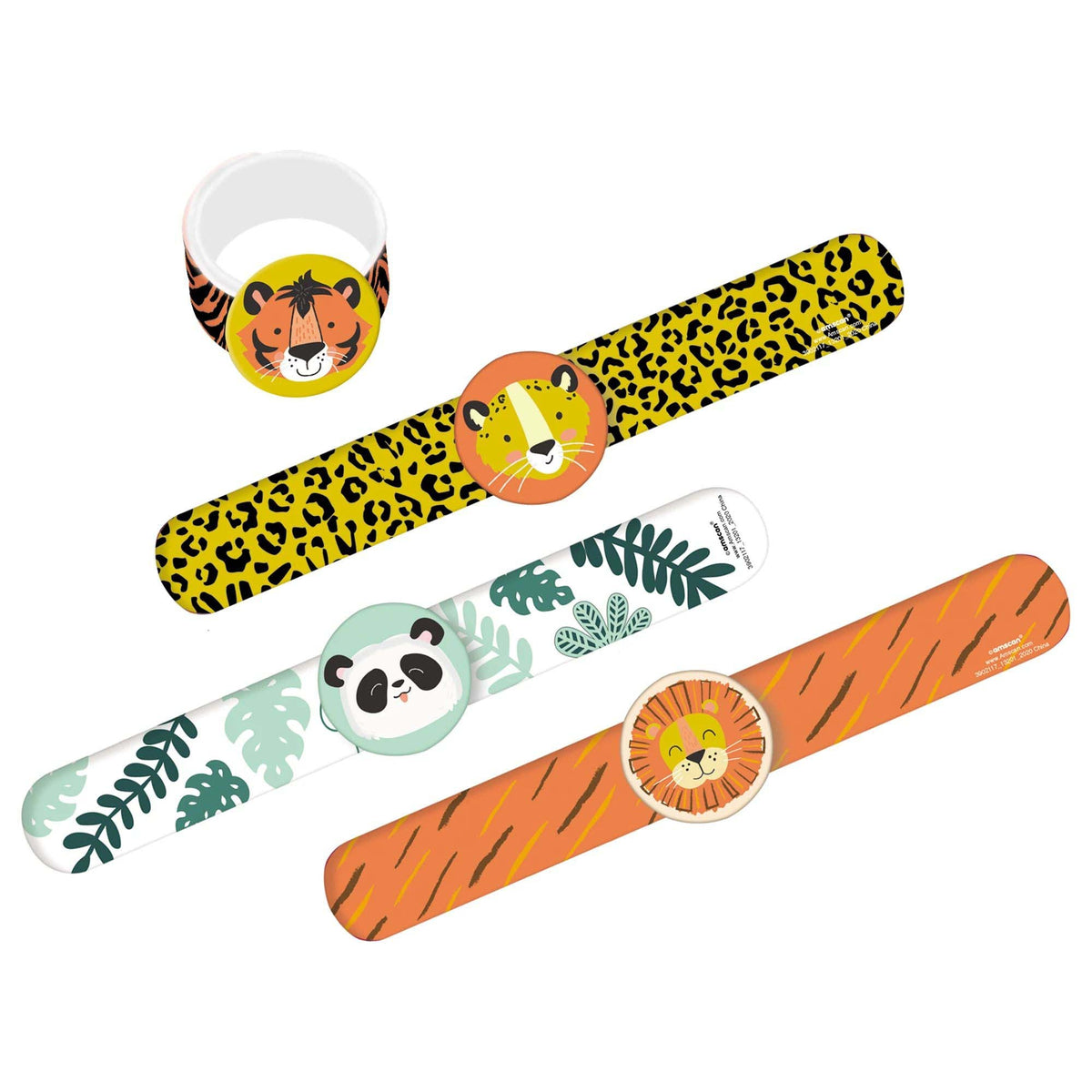 AMSCAN CA Kids Birthday Safari Animals Slap Bracelet, 1 x 9 Inches, 4 Count