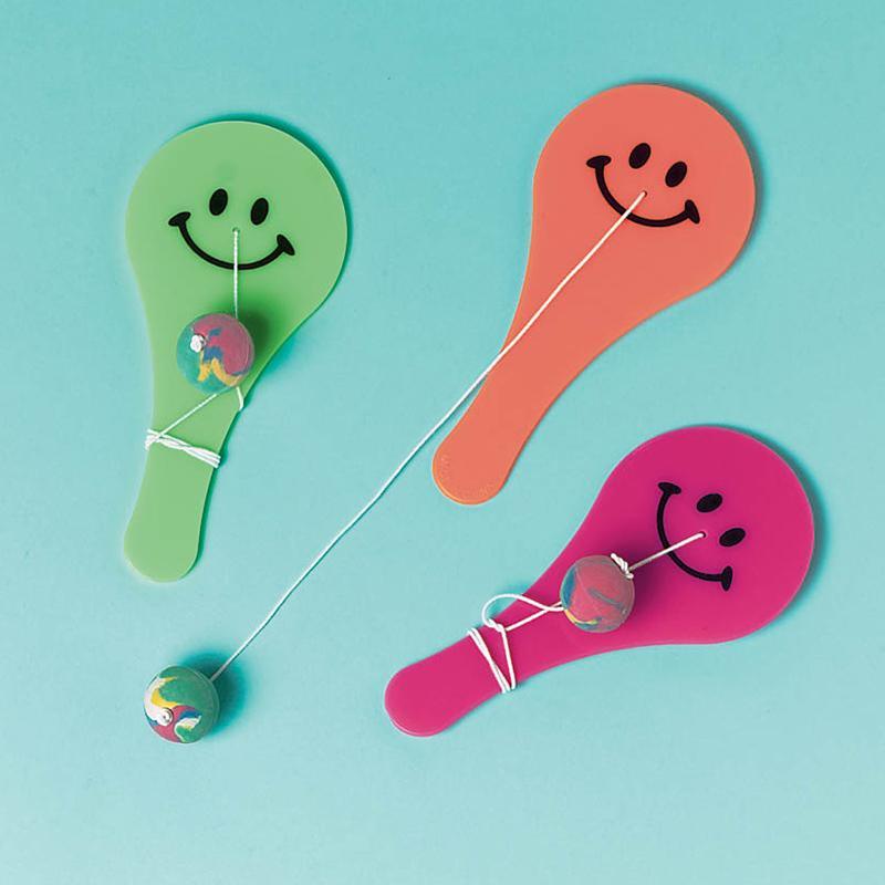 Buy Kids Birthday Smiley paddle balls, 10 per package sold at Party Expert