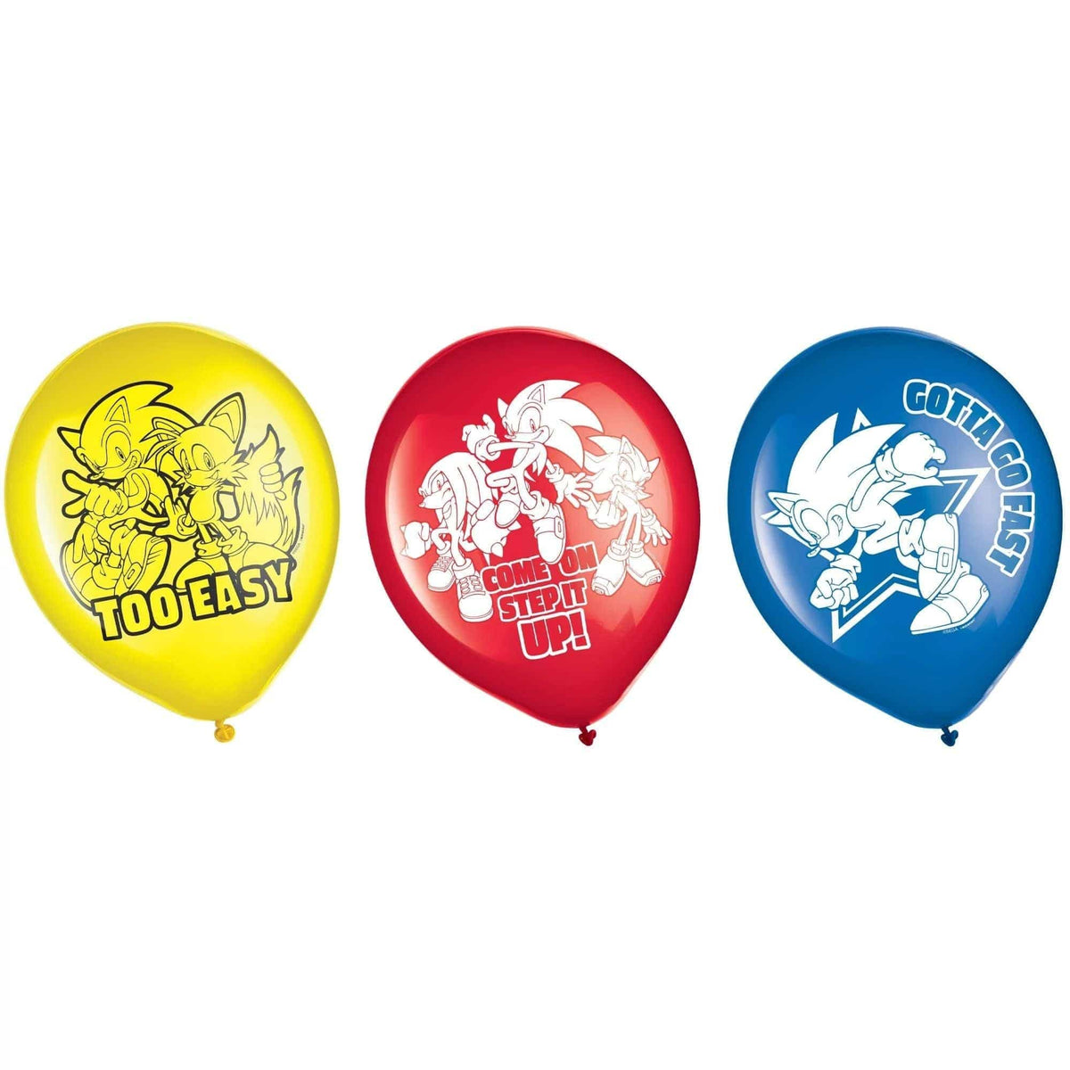 AMSCAN CA Kids Birthday Sonic the Hedgehog Latex Balloons, 12 in, 6 Count
