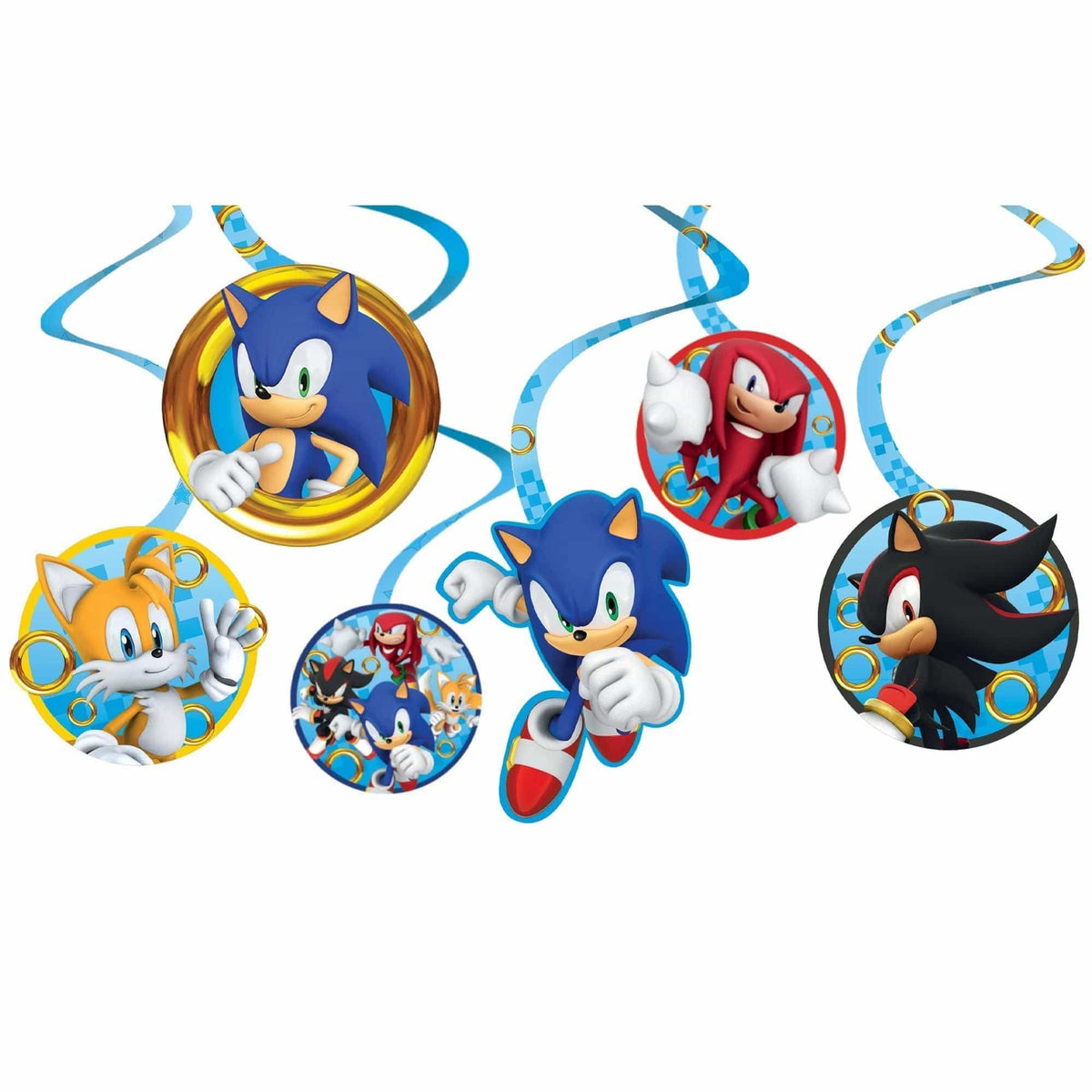 AMSCAN CA Kids Birthday Sonic the Hedgehog Swirl Decorations, 12 Count