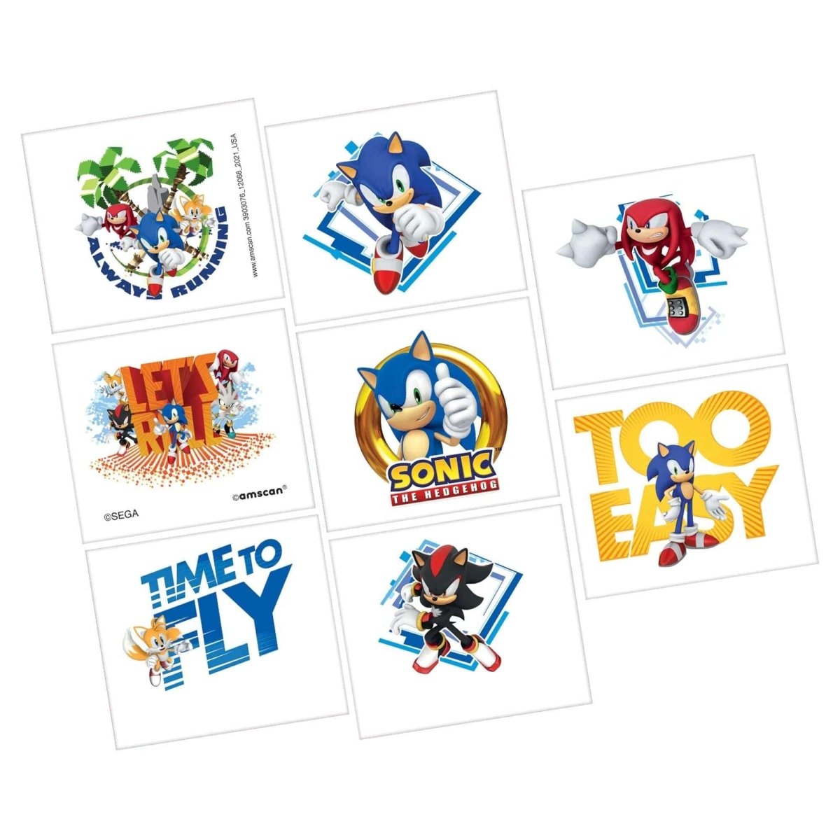 AMSCAN CA Kids Birthday Sonic the Hedgehog Tattoos, 8 Count