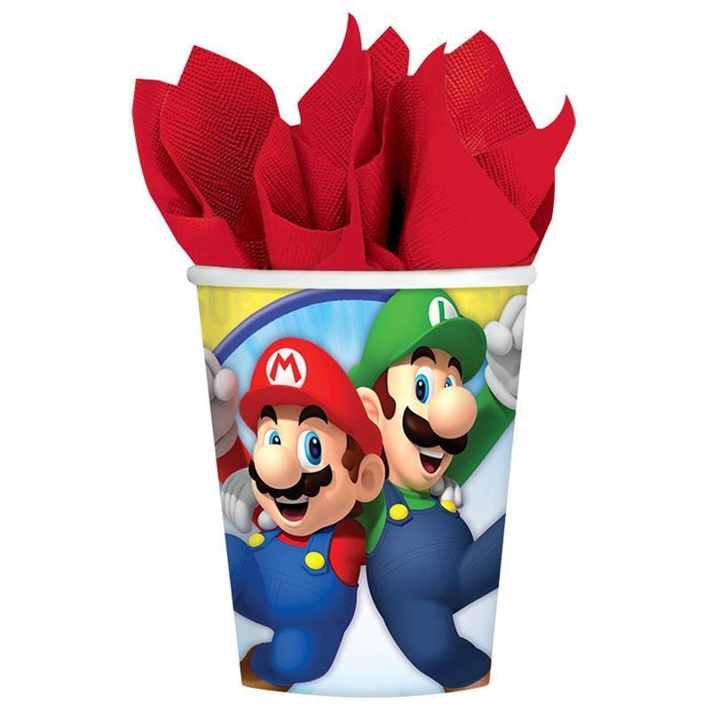 Buy Kids Birthday Super Mario paper cups 9 ounces, 8 per package sold at Party Expert