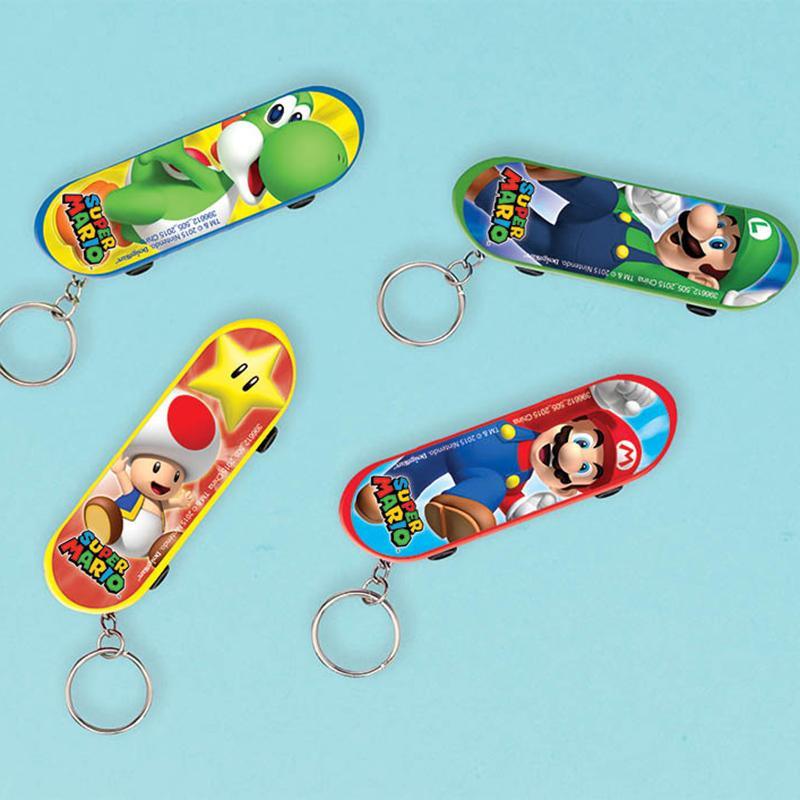 Buy Kids Birthday Super Mario skateboard keychain - Assortment sold at Party Expert