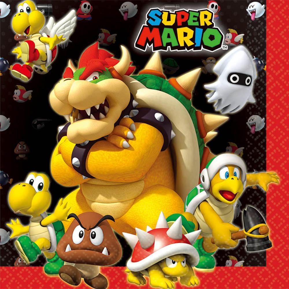 Buy Kids Birthday Super Mario lunch napkins, 16 per package sold at Party Expert