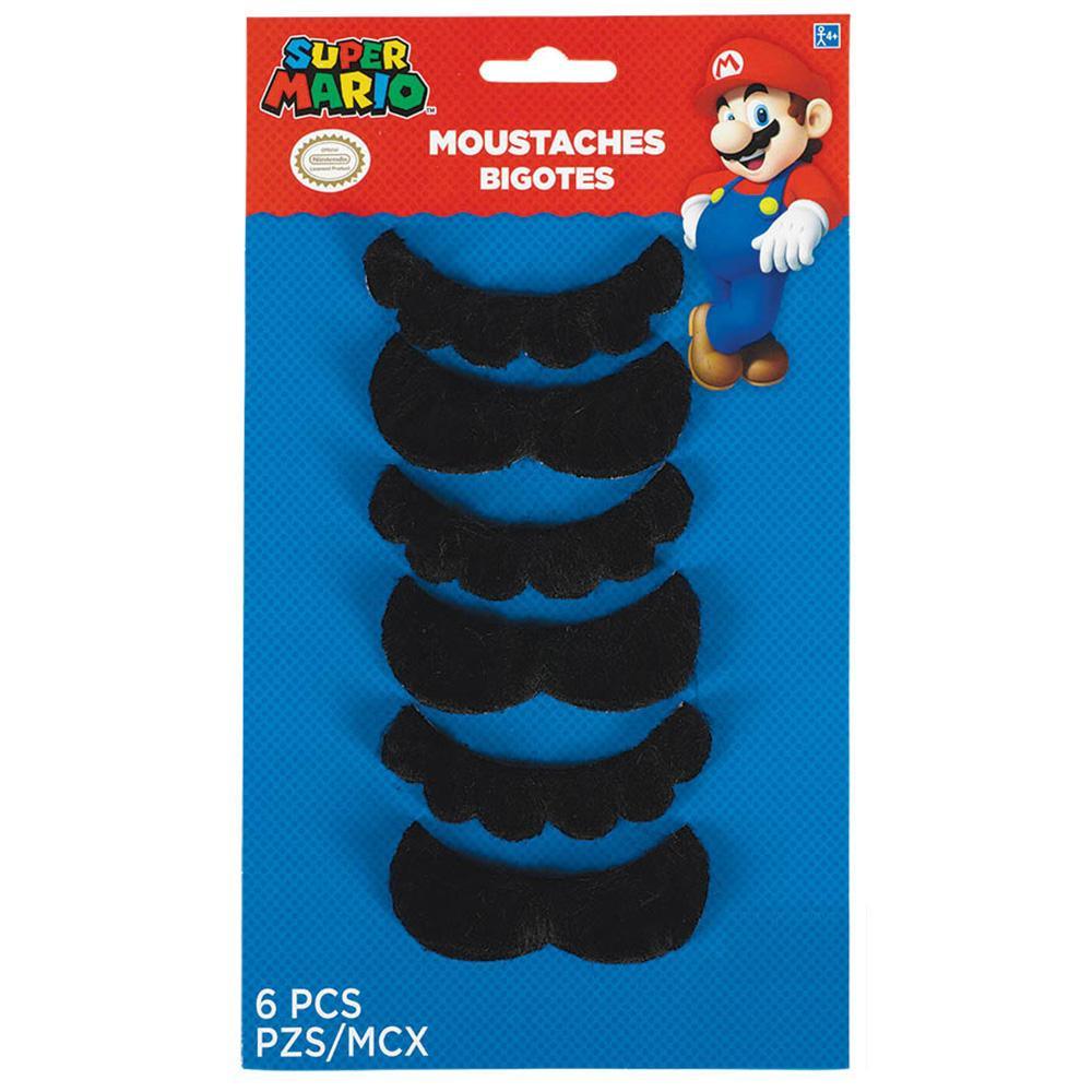 Buy Kids Birthday Super Mario mustaches, 6 per package sold at Party Expert