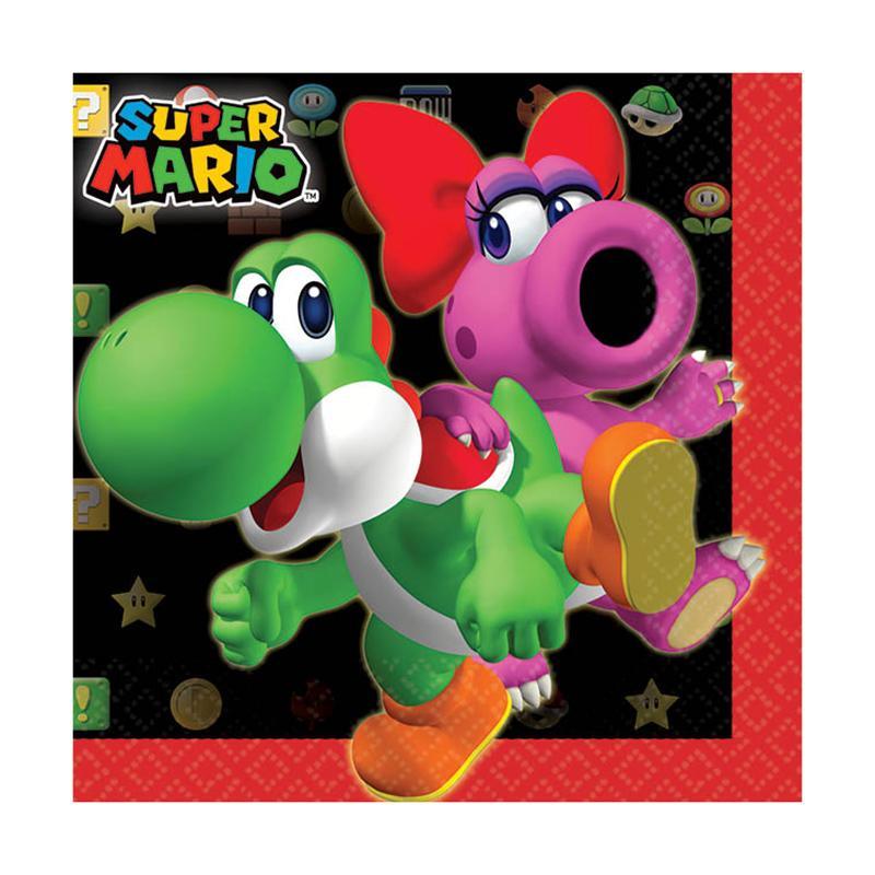 Buy Kids Birthday Super Mario beverage napkins, 16 per package sold at Party Expert