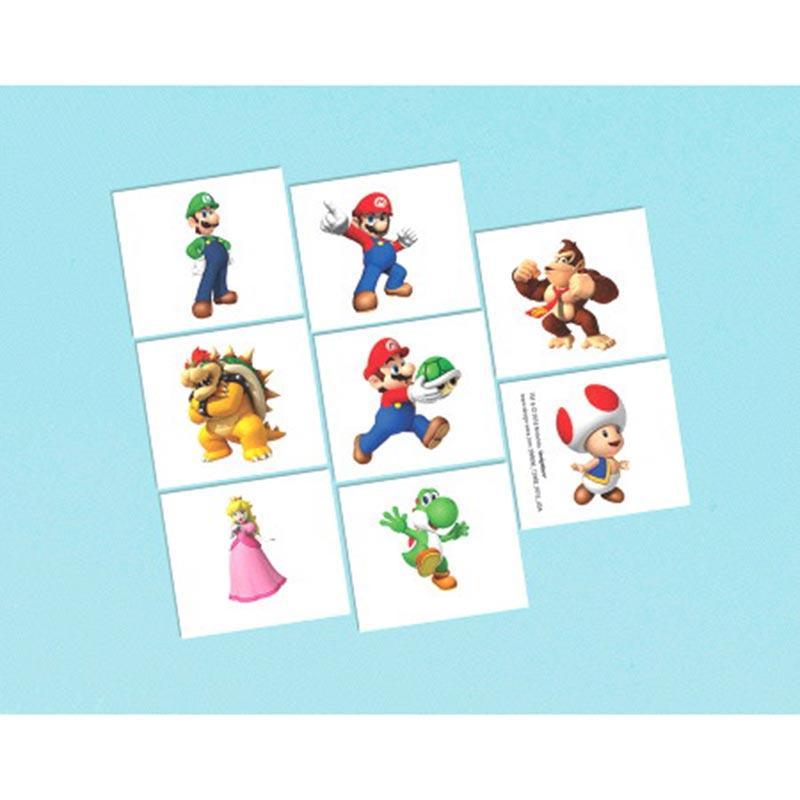 Buy Kids Birthday Super Mario temporary tattoos, 8 per package sold at Party Expert