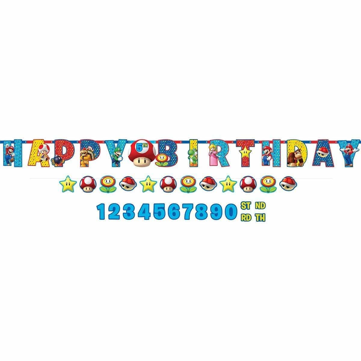 Buy Kids Birthday Super Mario Personalized Letter Banner Kit sold at Party Expert