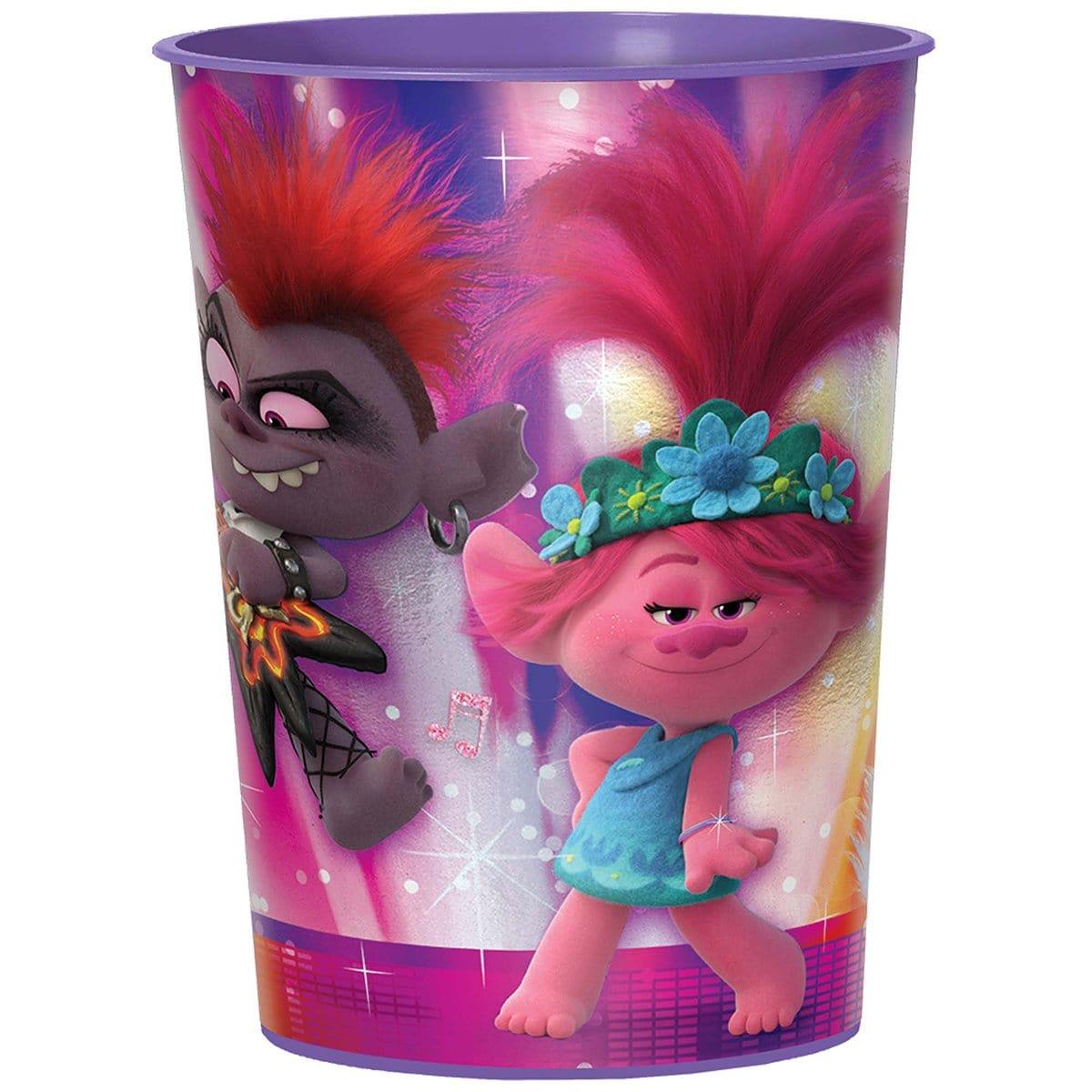 Buy Kids Birthday Trolls World Tour purple plastic favor cup sold at Party Expert