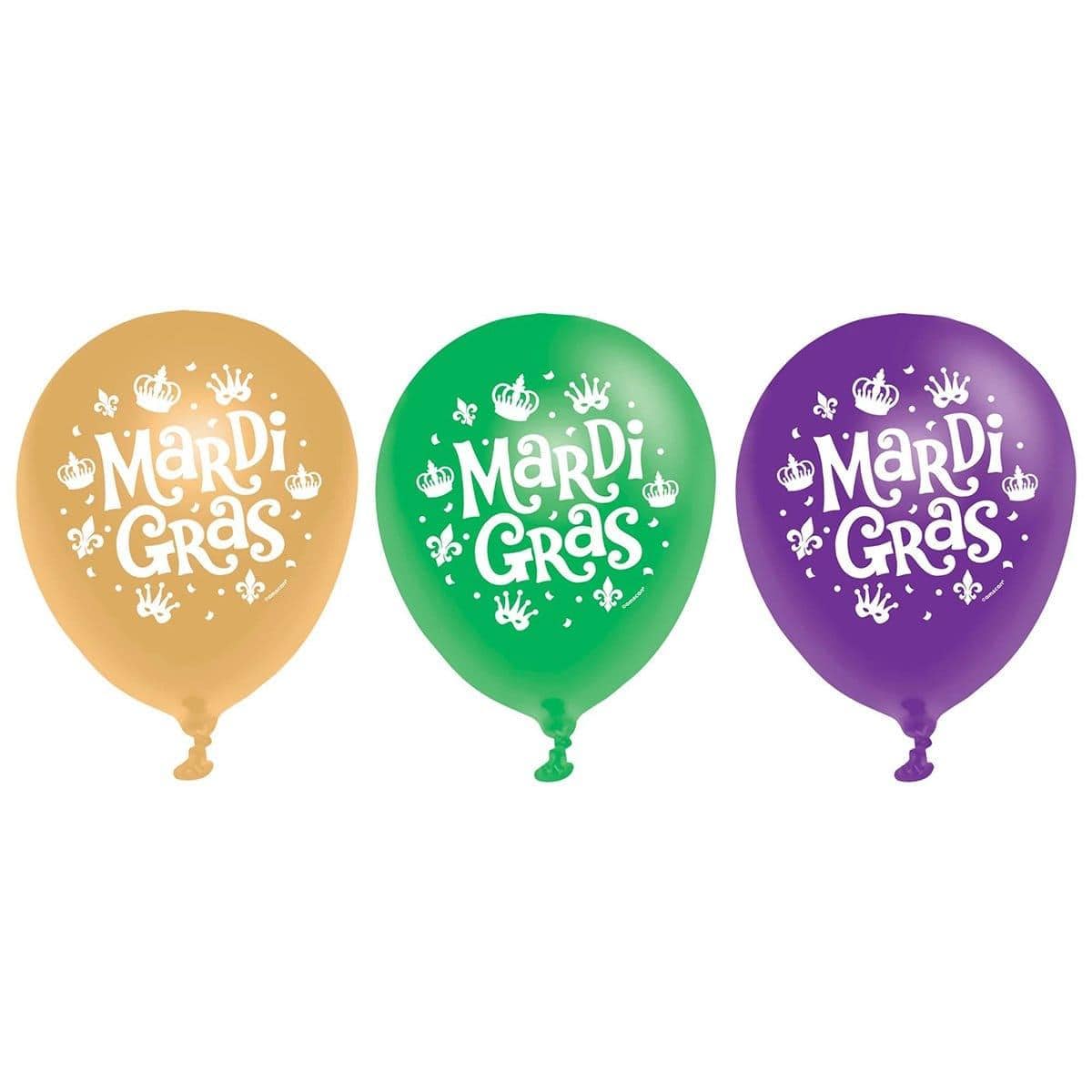Buy Mardi Gras Mardi Gras, Latex Balloons 12 inches, 15 count sold at Party Expert