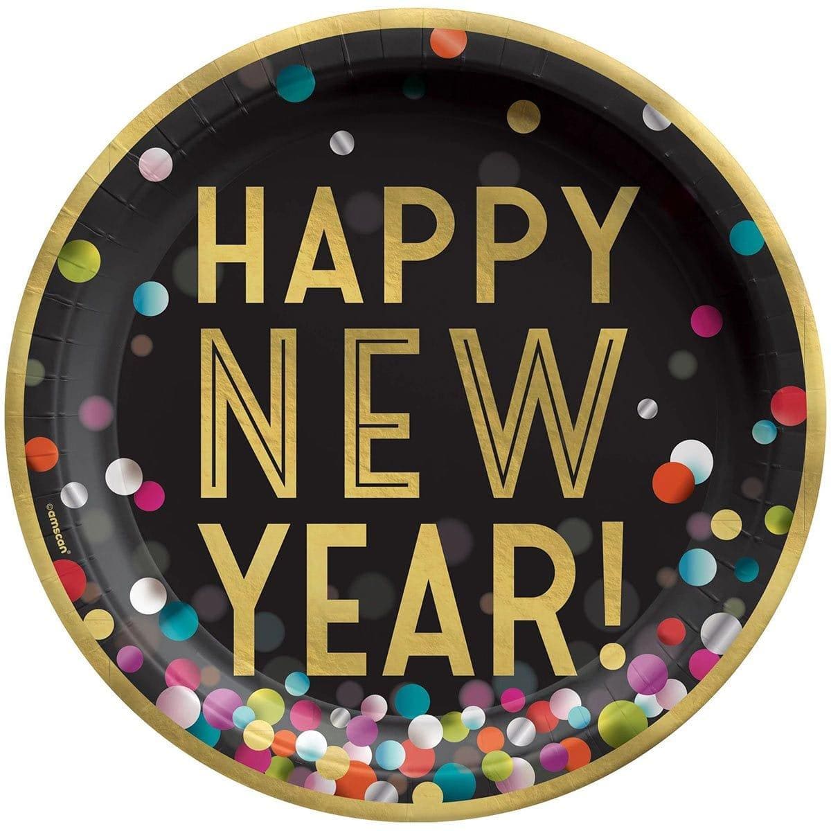 Buy New Year Dinning Plates 10'' - Colorful Confetti - 20/pk sold at Party Expert