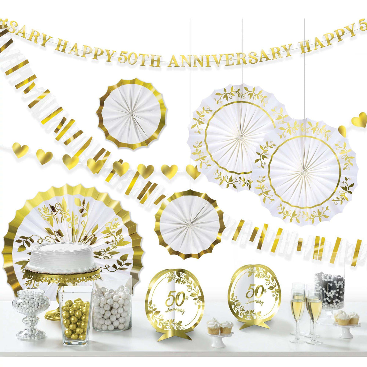 AMSCAN CA New Year Happy 50th Anniversary Room Decoration Kit, 10 Count