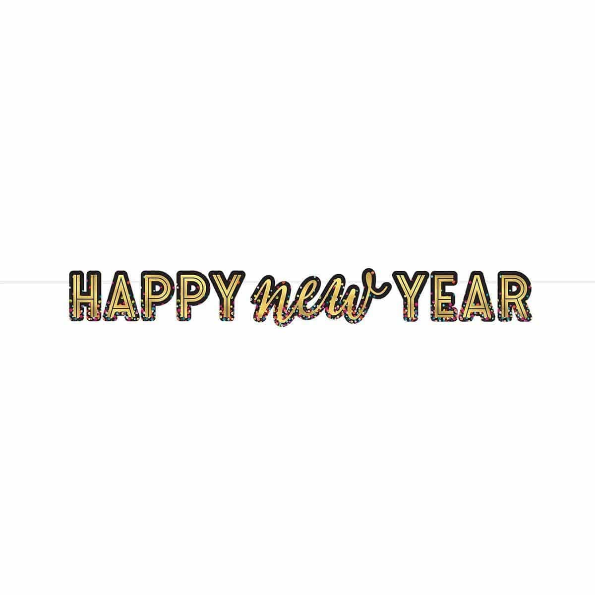Buy New Year Happy New Year Letter Banner - Colorful Confetti sold at Party Expert