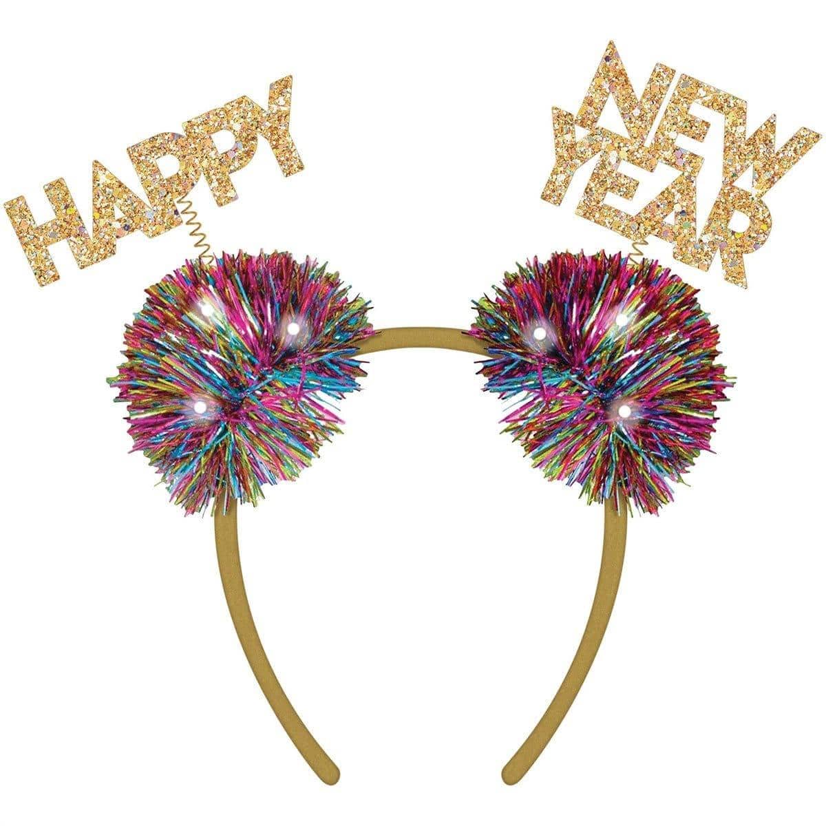 Buy New Year Light-Up Pom Pom Headband - Colorful Confetti sold at Party Expert