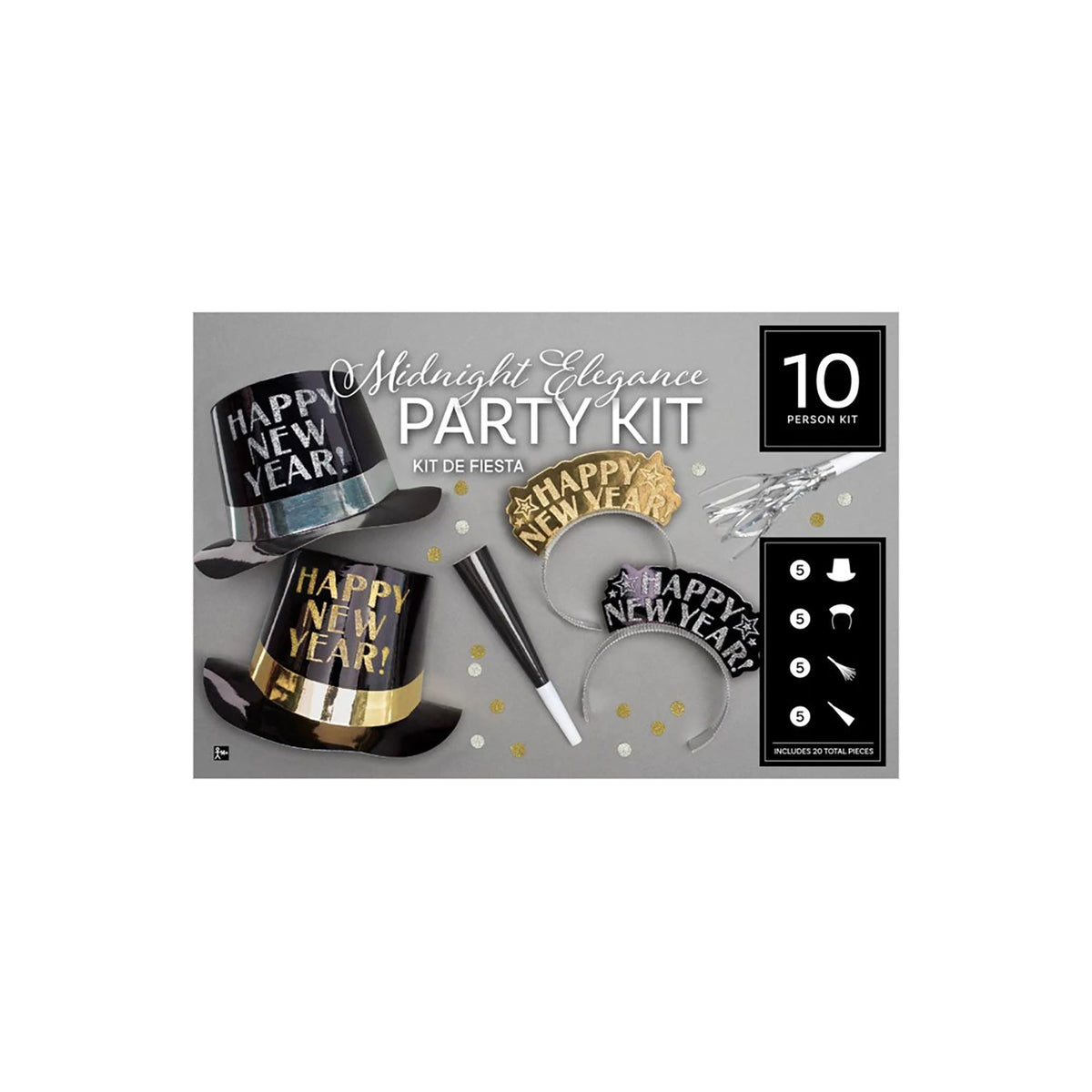 AMSCAN CA New Year Midnight Elegance Party Kit for 10 People 013051867812