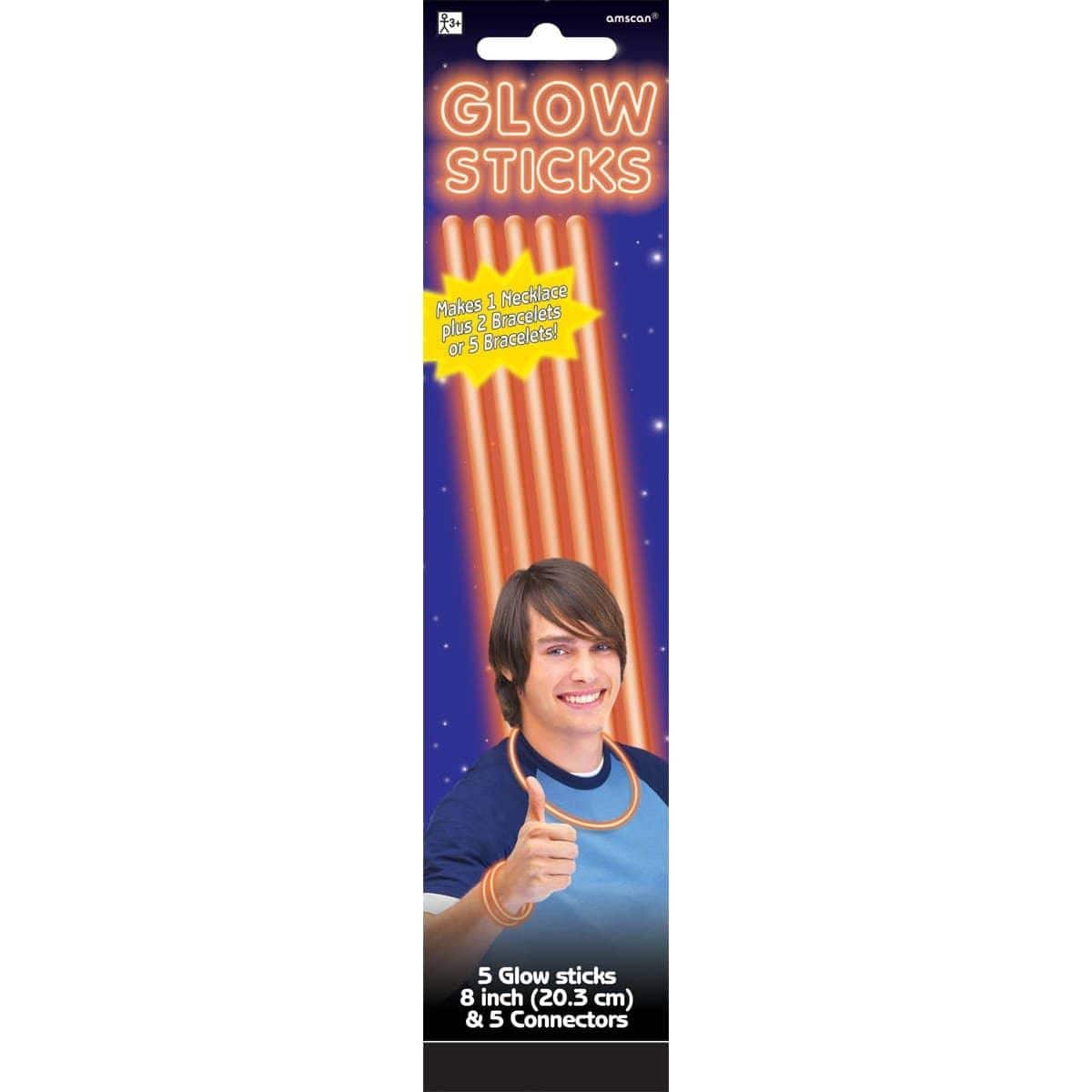 Buy Novelties Glow Sticks - Orange 8 In. 5/pkg. sold at Party Expert