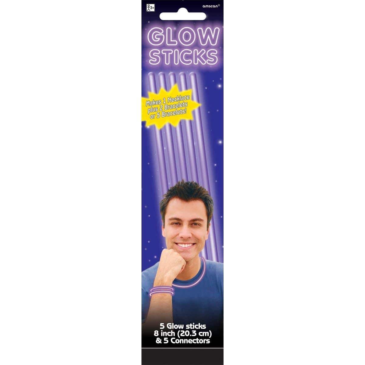 Buy Novelties Glow Sticks - Purple 8 In. 5/pkg. sold at Party Expert