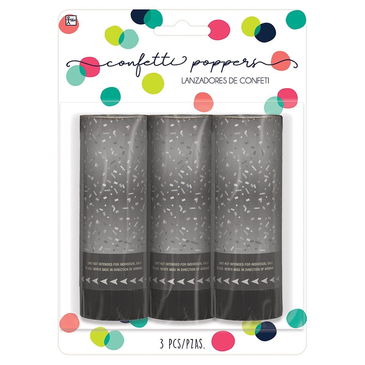 Buy Novelties Silver Confetti Poppers, 3 Counts sold at Party Expert