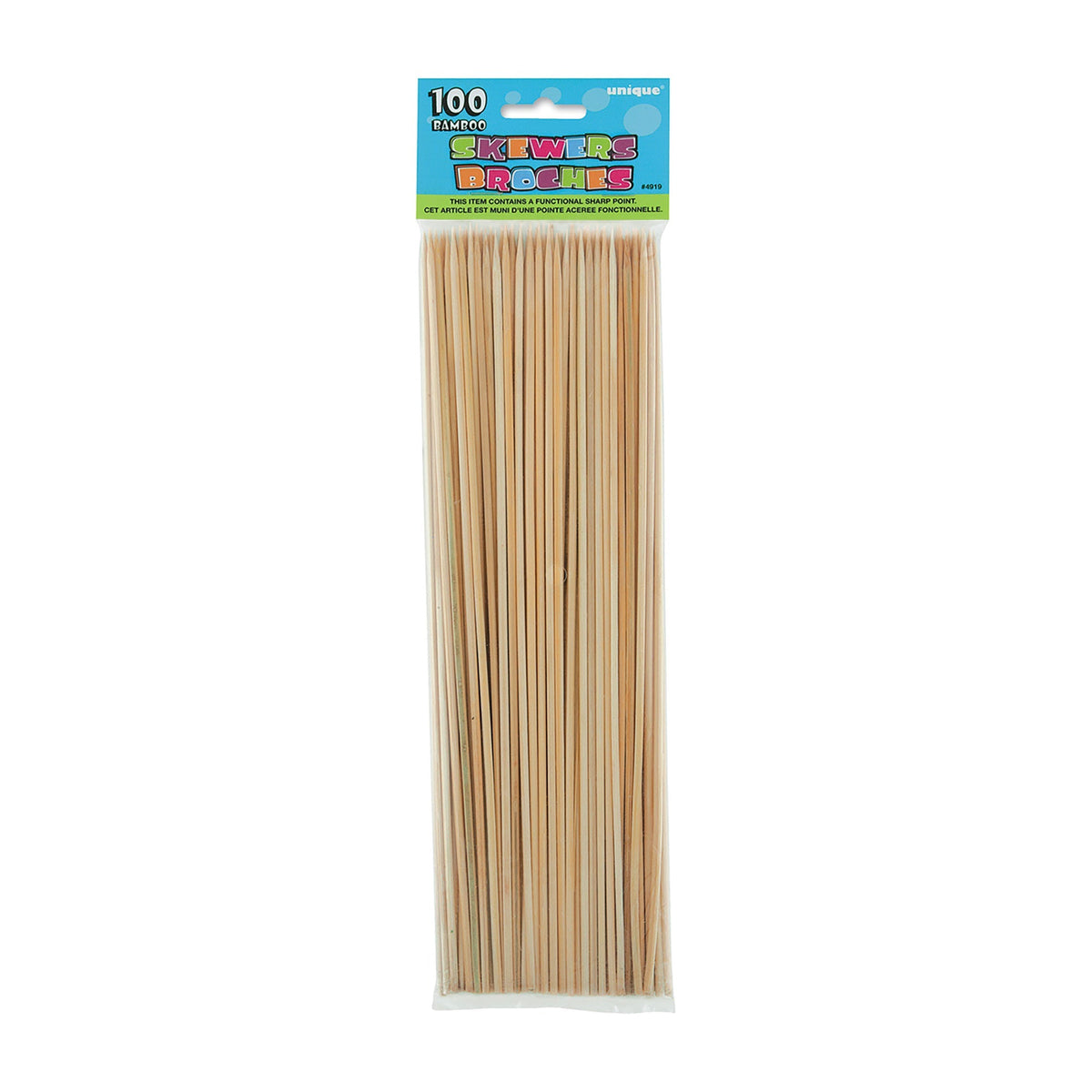 UNIQUE PARTY FAVORS Disposable-Plasticware Bamboo Skewers, 100 Count