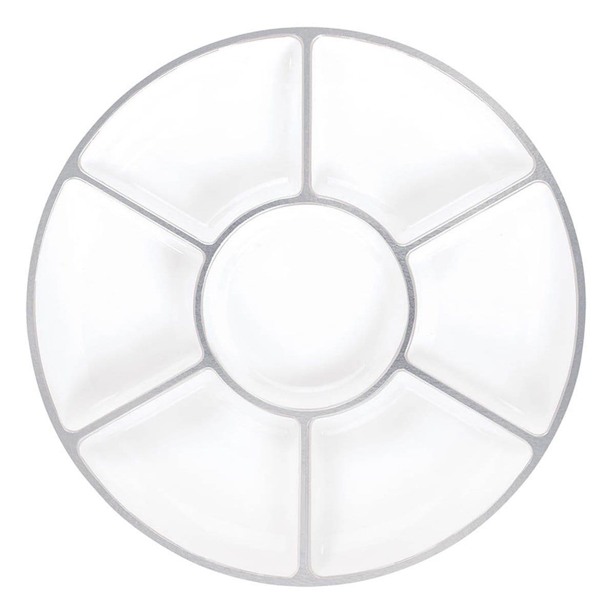 Buy Plasticware Compartment Tray - White & Silver sold at Party Expert