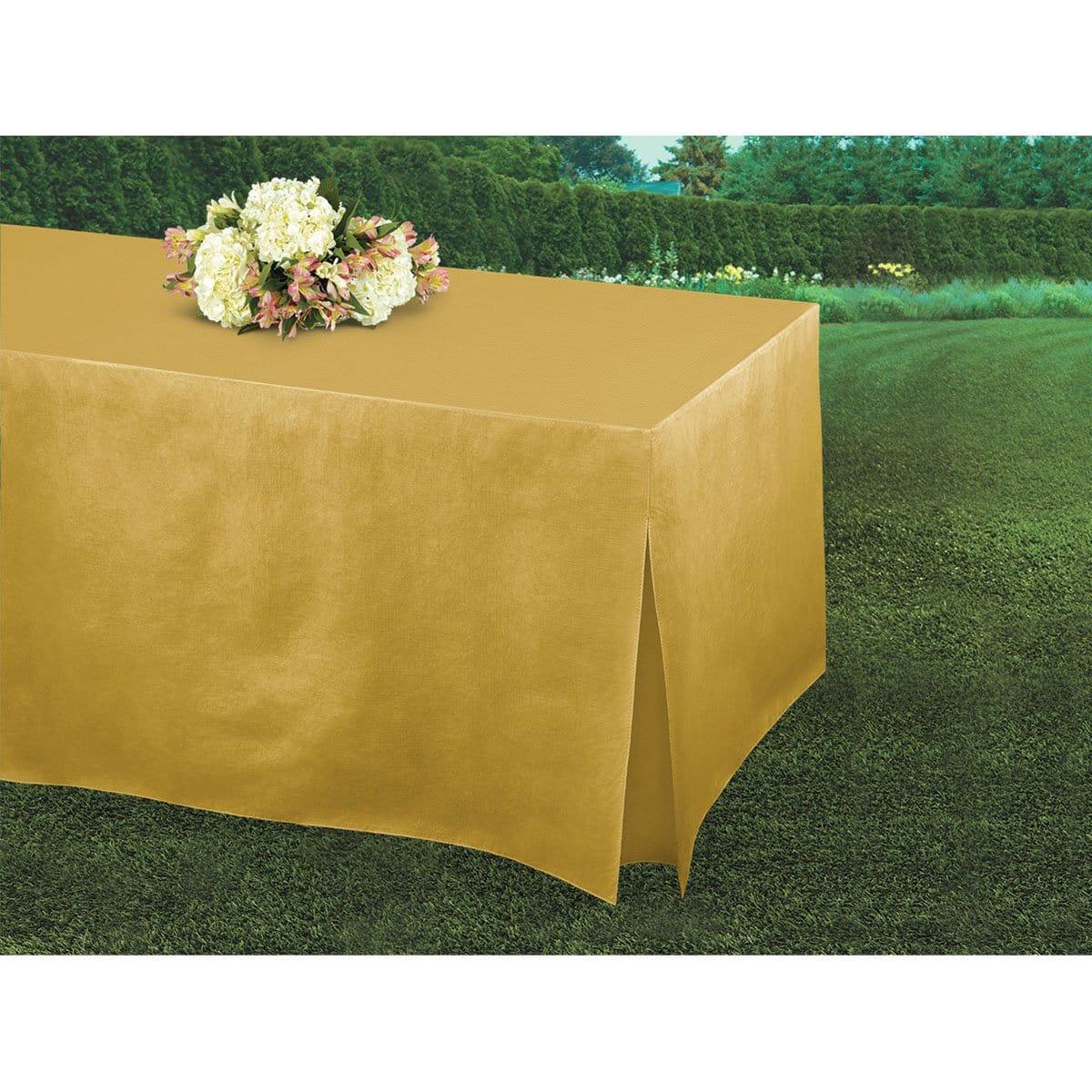 Buy Plasticware Fitter Tablecover - Gold sold at Party Expert